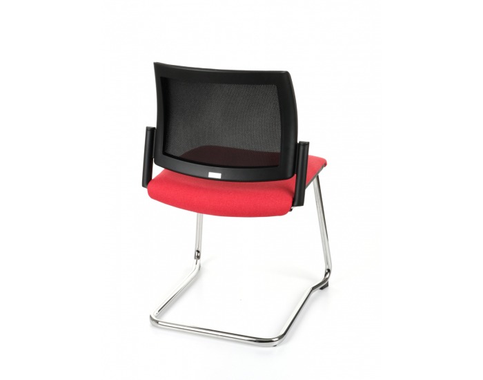 Konferenčná stolička Steny V Net - červená / čierna / chróm