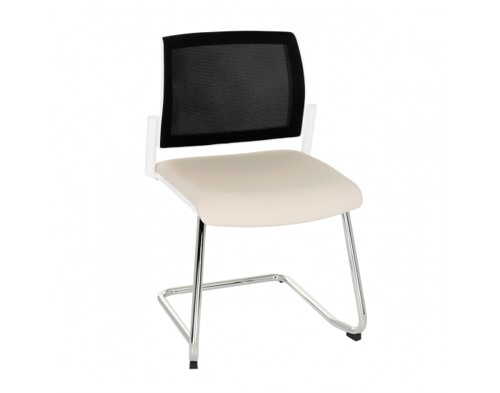 Konferenčná stolička Steny V Net - krémová / čierna / biela / chróm