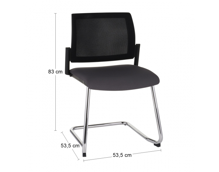 Konferenčná stolička Steny V Net - tmavosivá / čierna / chróm