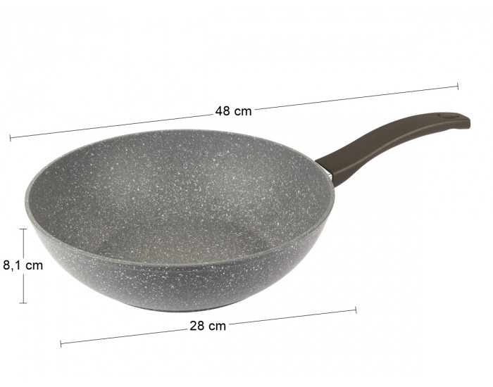 Wok panvica s nepriľnavým povrchom Stone 28 cm - sivý kameň