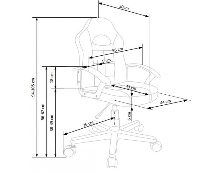 Detská stolička na kolieskach Storm - čierna / červená