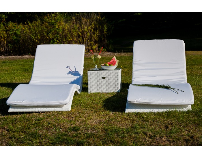Záhradné lehátko so stolíkom (2 ks) Successo - biela