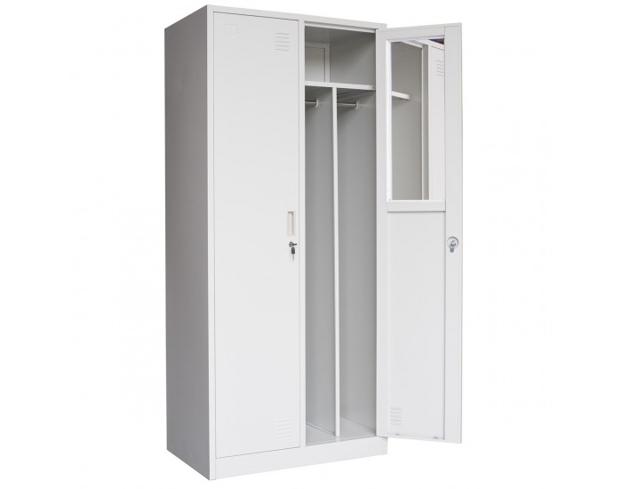 Kovová šatňová skriňa so zrkadlom SUE 800/500 - svetlosivá