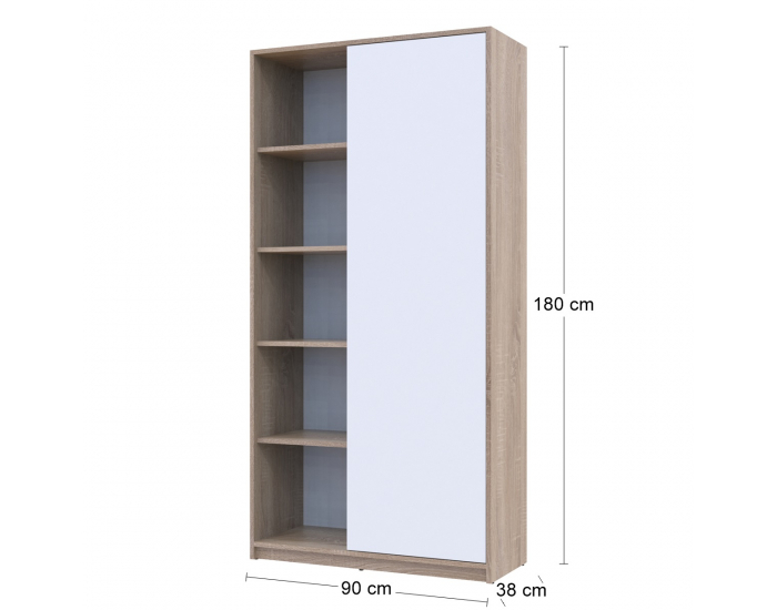 Jednodverový regál Sufer - dub sonoma / biela