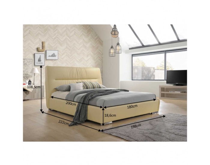 Čalúnená manželská posteľ s roštom Suite 180 180x200 cm - béžová