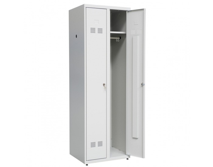 Kovová šatňová skriňa s dvoma komorami SUP E300-02 - svetlosivá