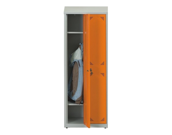 Školská šatňová skrinka s dvoma komorami SUS 300 02 - svetlosivá / oranžová