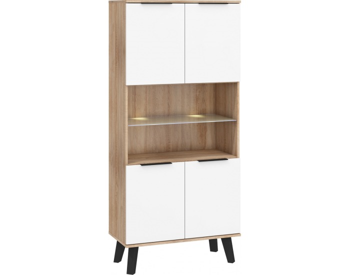 Regál Sven SVN-10 - sonoma svetlá / biely lesk