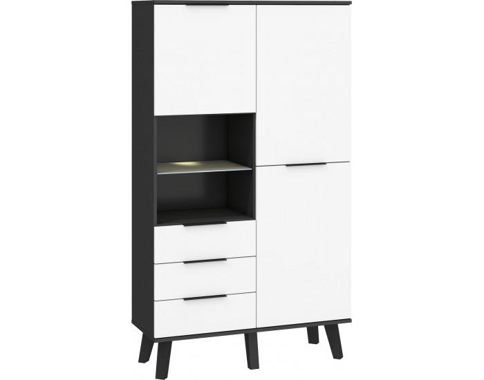 Šatníková skriňa Sven SVN-13 2D - čierna / biely lesk