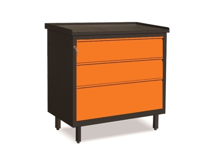 Dielenská skrinka so zásuvkami na nožičkách SW01G/2D - grafit / oranžová