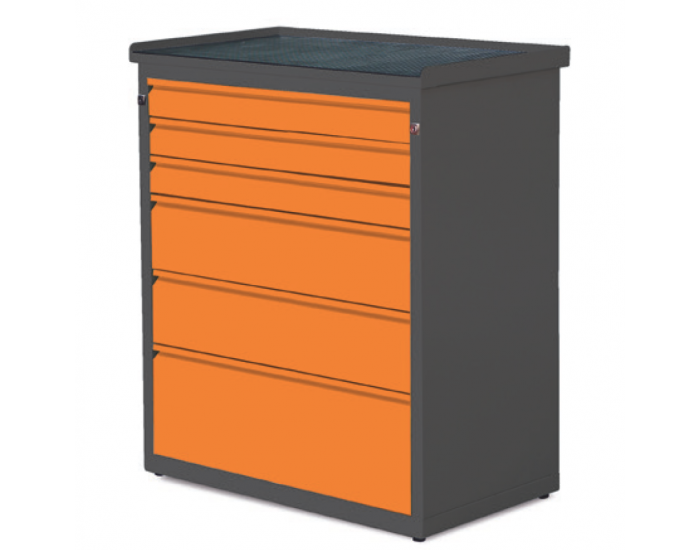 Dielenská skrinka so zásuvkami SW01G/2W1 02 - grafit / oranžová