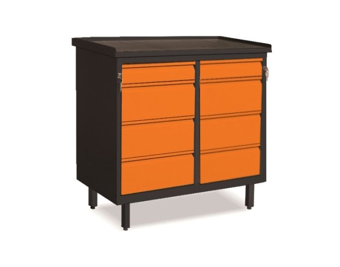 Dielenská skrinka so zásuvkami na nožičkách SW01G/FF - grafit / oranžová
