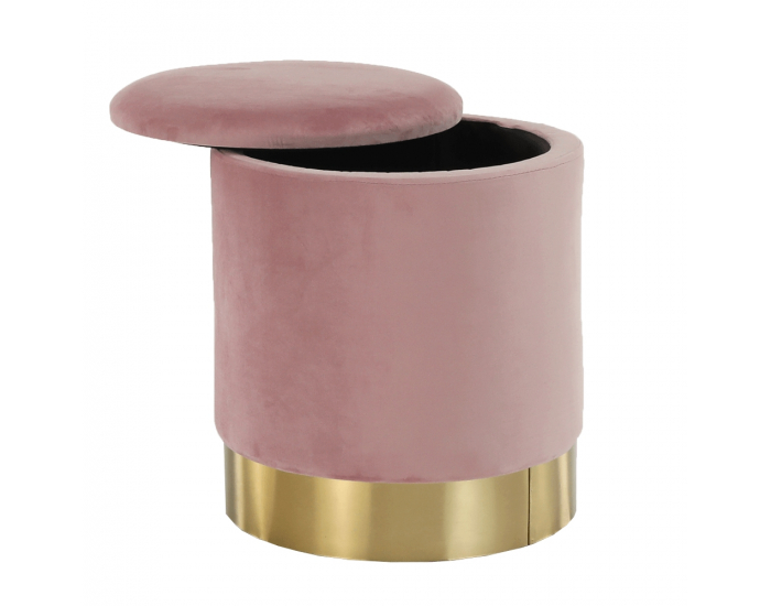Taburetka s úložným priestorom Aniza - ružová / zlatá