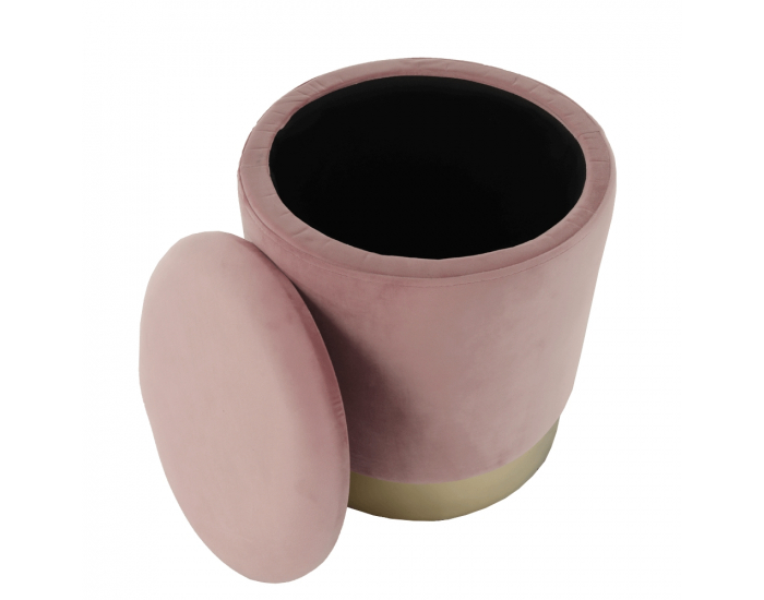 Taburetka s úložným priestorom Aniza - ružová / zlatá