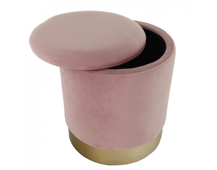 Taburetka s úložným priestorom Aniza - ružová / zlatá