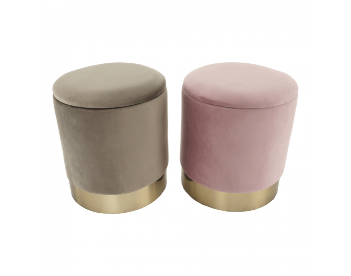 Taburetka s úložným priestorom Aniza - sivohnedá (taupe) / zlatá