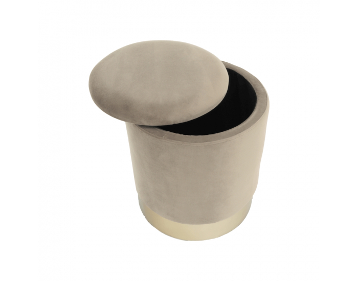 Taburetka s úložným priestorom Aniza - sivohnedá (taupe) / zlatá