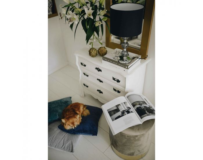 Taburetka s úložným priestorom Aniza - sivohnedá (taupe) / zlatá