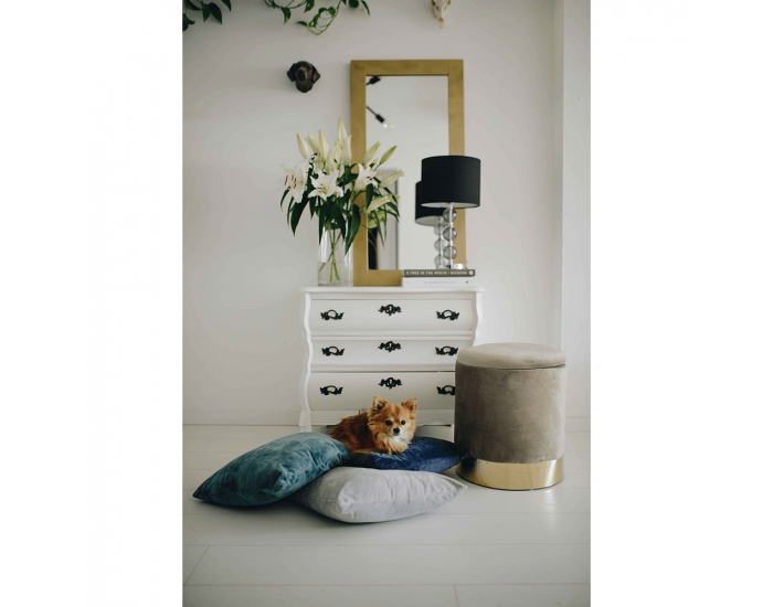 Taburetka s úložným priestorom Aniza - sivohnedá (taupe) / zlatá