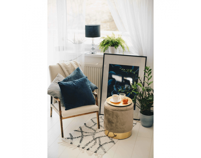 Taburetka s úložným priestorom Aniza - sivohnedá (taupe) / zlatá