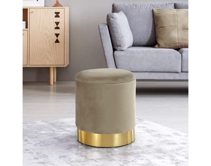 Taburetka s úložným priestorom Aniza - sivohnedá (taupe) / zlatá