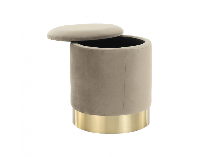 Taburetka s úložným priestorom Aniza - sivohnedá (taupe) / zlatá