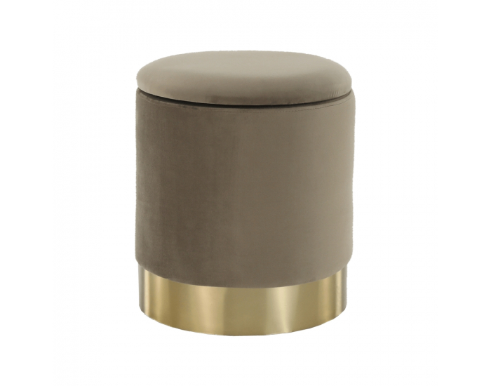 Taburetka s úložným priestorom Aniza - sivohnedá (taupe) / zlatá