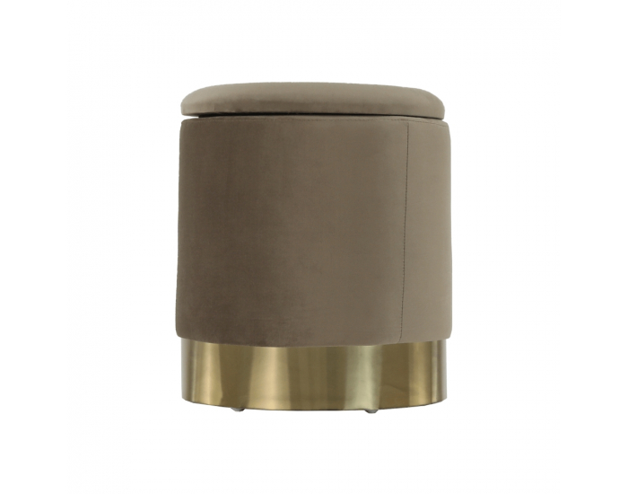Taburetka s úložným priestorom Aniza - sivohnedá (taupe) / zlatá