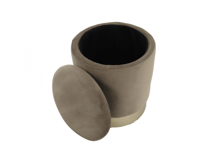 Taburetka s úložným priestorom Aniza - sivohnedá (taupe) / zlatá