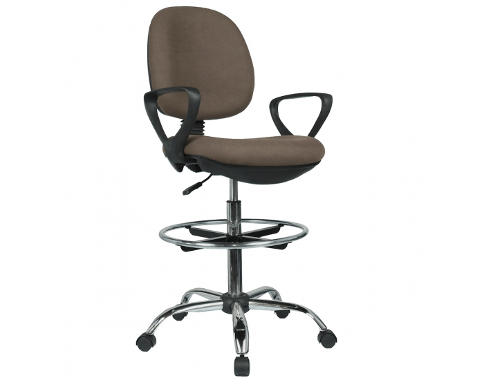 Kancelárska stolička s podnožkou Tamber - hnedá / čierna / chróm