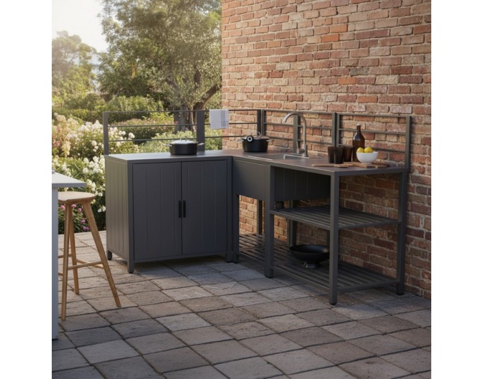 Záhradná kuchynská linka s drezom Tanita - sivá