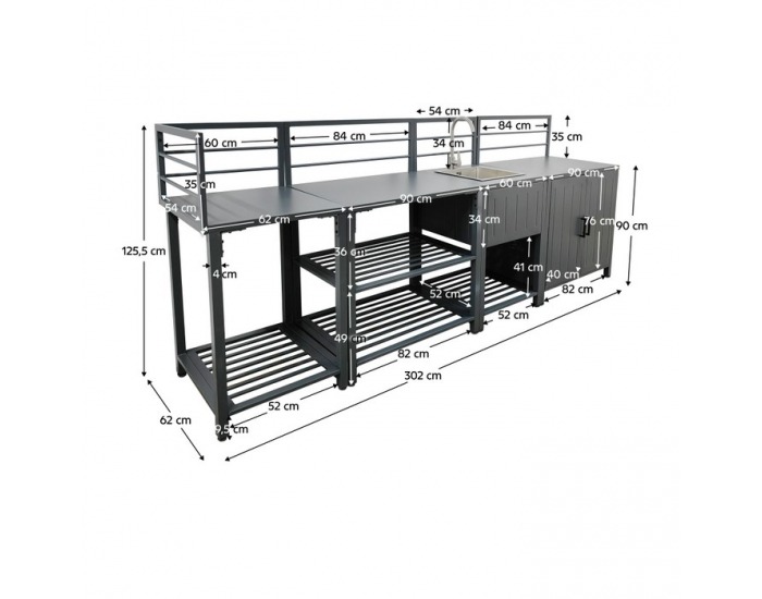 Záhradná kuchynská linka s drezom Tanita - sivá