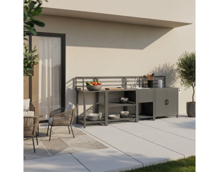 Záhradná kuchynská linka s drezom Tanita - sivá