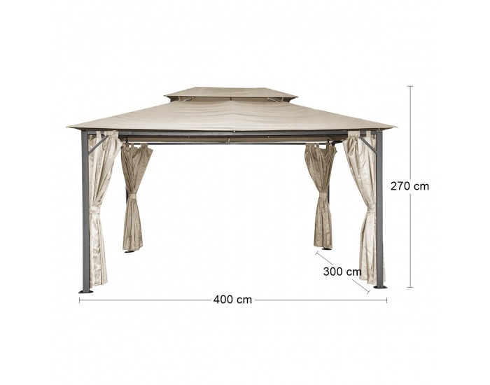 Záhradný altánok Tarsia 400x300 cm - béžová
