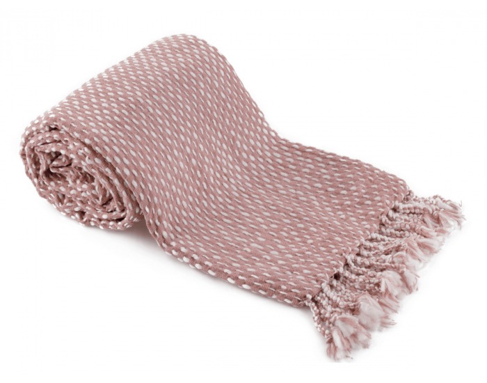 Pletená deka so strapcami Tavau 150x200 cm - staroružová