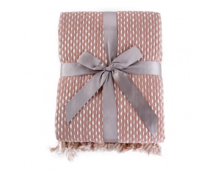 Pletená deka so strapcami Tavau 150x200 cm - staroružová