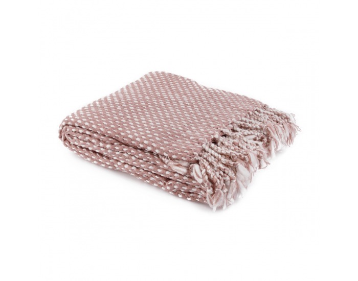 Pletená deka so strapcami Tavau 150x200 cm - staroružová