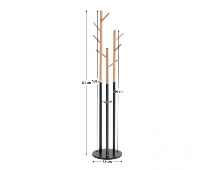 Vešiak Tavel - čierna / prírodná