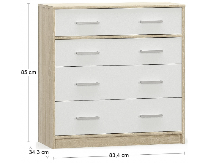 Zásuvková komoda Tavir CH-4DRWS - dub sonoma / biela
