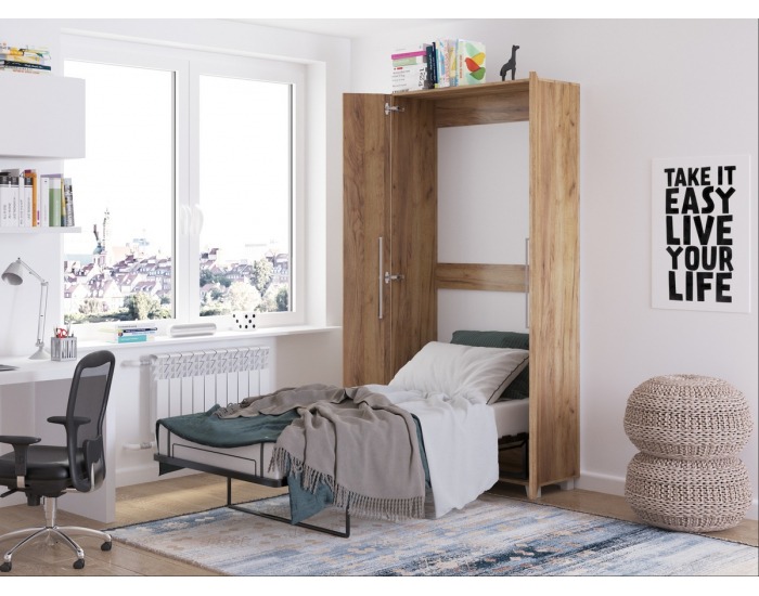 Sklápacia jednolôžková posteľ Teddy 90 - craft zlatý