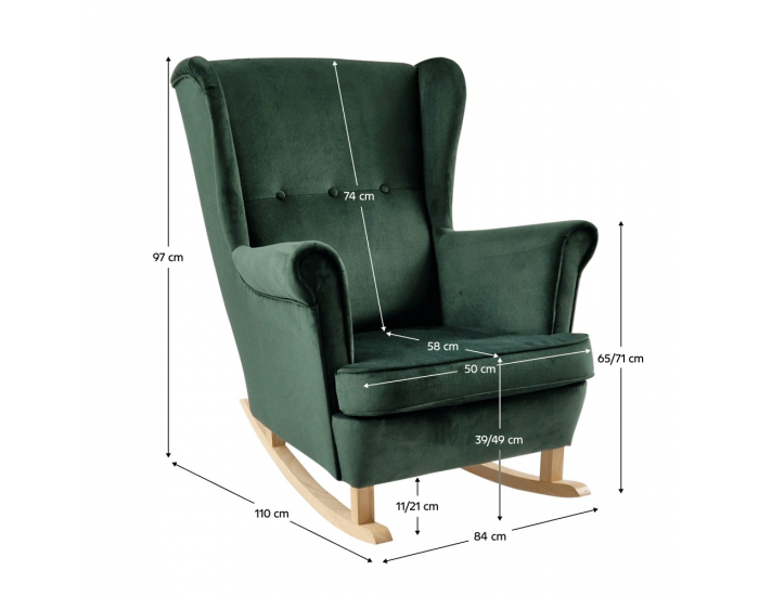 Hojdacie kreslo ušiak Teja - zelená / buk