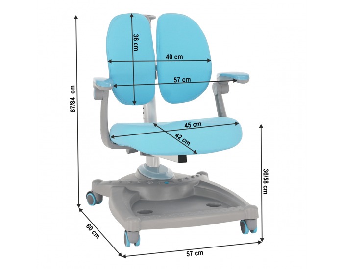 Detská stolička s podnožkou Tejla - modrá / sivá
