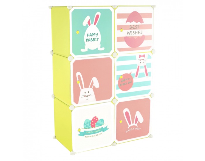 Detská modulárna skrinka Tekin - zelená / detský vzor