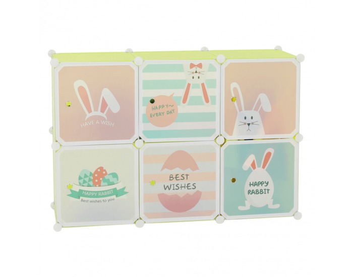 Detská modulárna skrinka Tekin - zelená / detský vzor