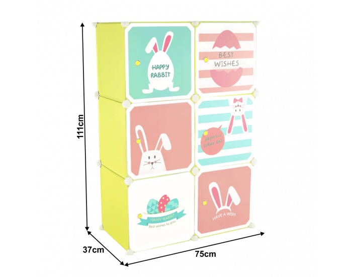 Detská modulárna skrinka Tekin - zelená / detský vzor