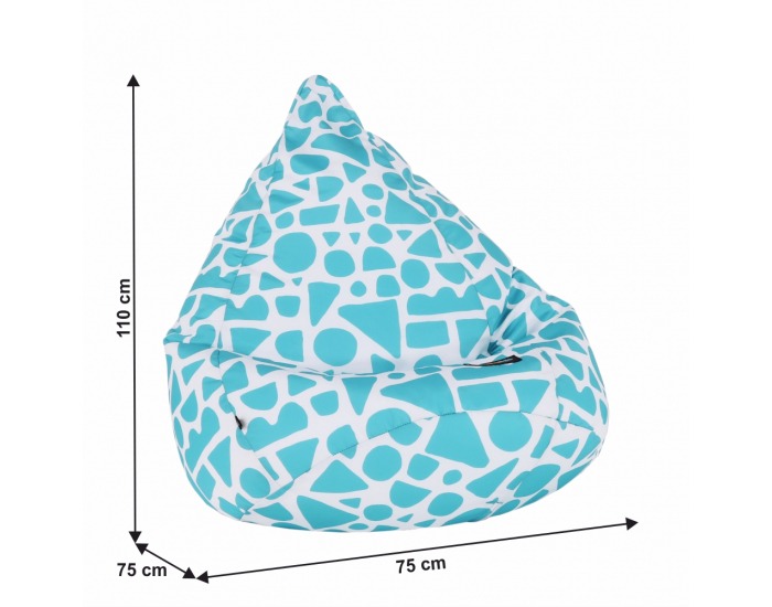 Sedací vak Teldin - tyrkysová / biela / vzor