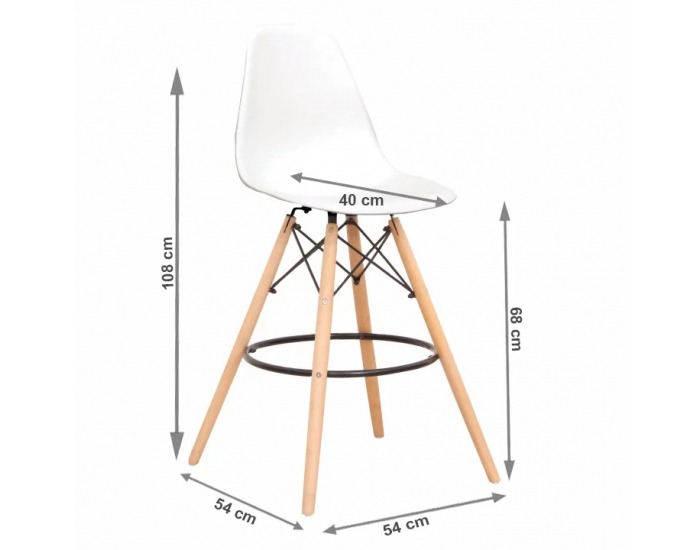 Barová stolička Carbry - biela / buk