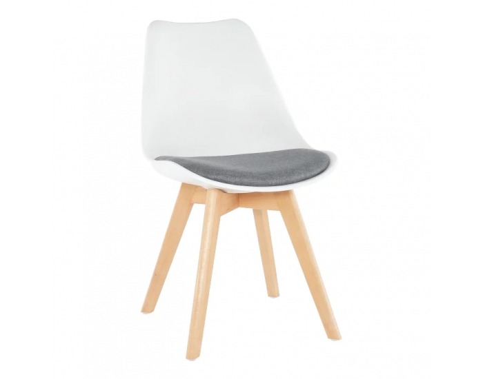 Jedálenská stolička Damara - biela / sivá / buk