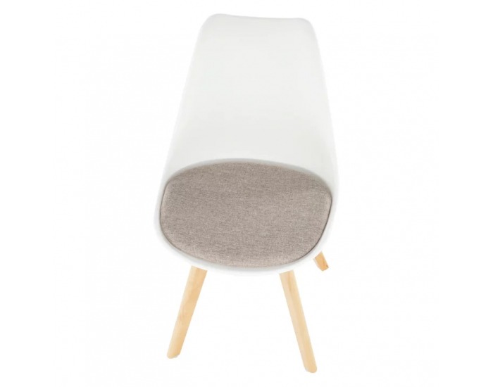 Jedálenská stolička Damara - biela / sivobéžová / buk