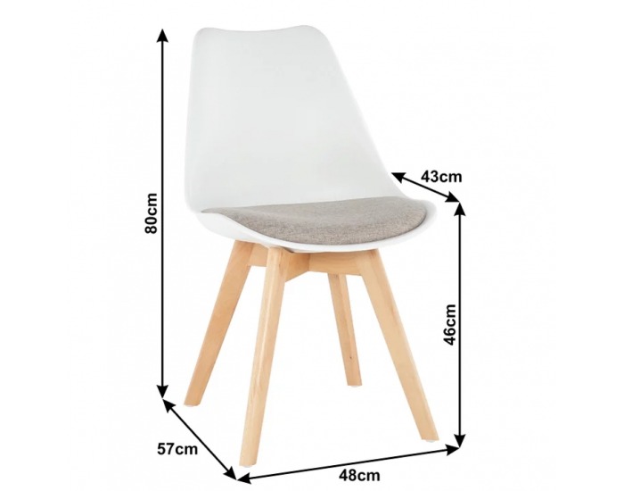 Jedálenská stolička Damara - biela / sivobéžová / buk